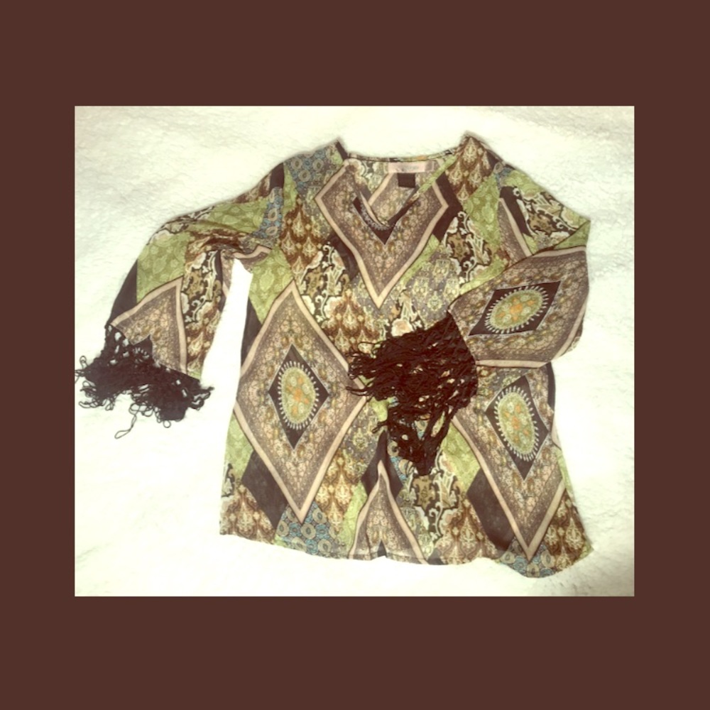 Urban Mango medium printed top with arm tassels